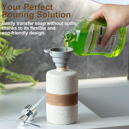 Ceramic Hand Soap Dispenser for Kitchen and Bathroom, Pump Bottle - color: White and White, size: 1xSoap Dispenser