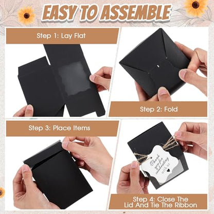 ReliThick 50 Set Candle Gift Boxes for 4-10 oz, Black - color: Black, style: Square