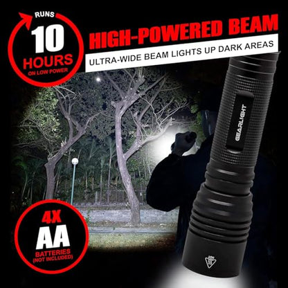 LED Flashlight High Lumens, Tactical Flashlight Battery Powered (Batteries Not Included), Bright Handheld Flashlight for Camping, Hunting, Home, Security, Hiking, Walking at Night & Emergency Use - color: S2000 Black, size: Battery Powered