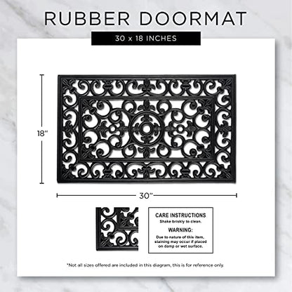 DII Rubber Doormats Collection All Weather, 18x30, Scroll Pin - color: Scroll Pin, size: 1'6" x 2'6" (Rectangular)