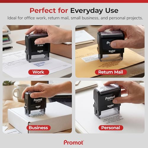 Promot 4-Line Custom Stamp- Personalized Name & Address Stamp (Extra Large) - size: Extra Large