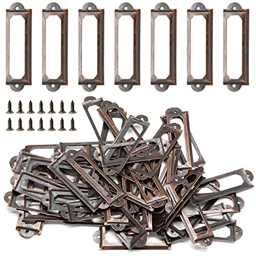50 PCS Metal Label Holders 60x17mm Red Bronze with Screws - color: Red Bronze, 60x17mm