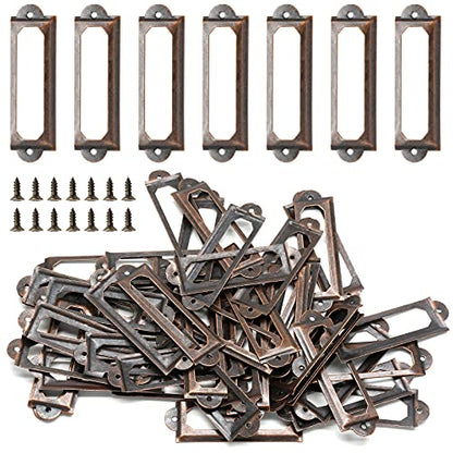 50 PCS Metal Label Holders 60x17mm Red Bronze with Screws - color: Red Bronze, 60x17mm