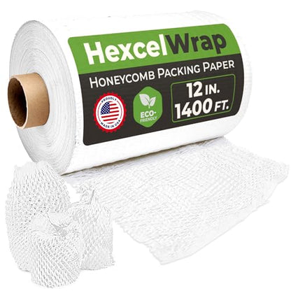 HexcelPack HexcelWrap Honeycomb Packing Paper Wrap - White, 12" x 1400' - color: White HoneyComb, size: 12" x 1400 Feet - Roll Only