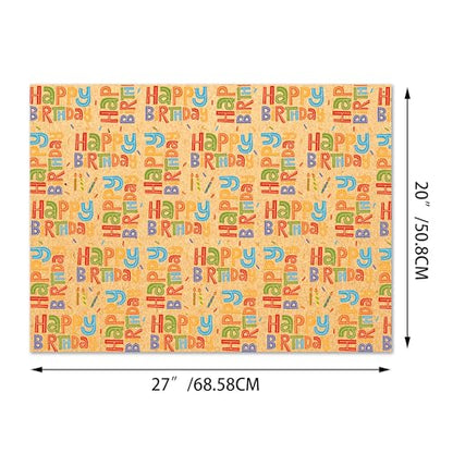 DodelyGz 12 Sheets Happy Birthday Wrapping Paper,Kraft Gift Wrap Paper For Birthdays & Baby Showers DIY Gift Packing Crafting,20 x 27 inches