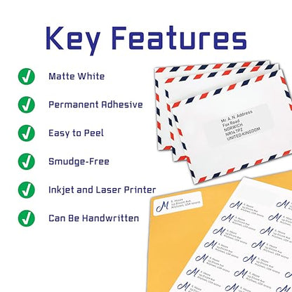 Printable Shipping Address Label Easy to Peel |1.75" x 0.50" Customizable Stickers White | 800 Count | 10 Sheets Total | Permanent White Matte | Compatible with Inkjet and Laser Printer | Blank Labels - size: 1.75" x 0.50"