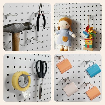 JEAWIWI 120 Pack Metal Pegboard Hooks, 4 Inch, Fit 1/4 & 1/8 in Peg Board - color: Silver, size: 4in 120pcs