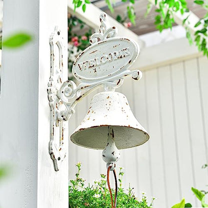 Sungmor Rustic White Cast Iron Dinner Bell Wall Hanging Welcome Doorbell - color: Shape E - White