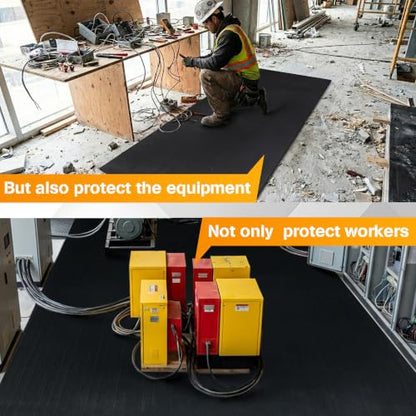 10 FT Electrical Safety Rubber Mat 6000V Insulated Rubber Mat High Voltage Insulating Rubber Floor Mats for Any Area You Need Insulation Large Non-Slip Insulation Matting
