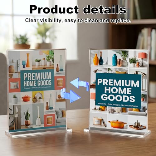 xydstay 8.5 x 11 Acrylic Sign Holder 6 pack, Clear Table Display Stand