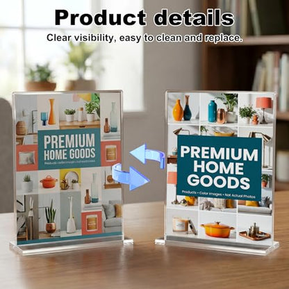 xydstay 8.5 x 11 Acrylic Sign Holder 6 pack, Clear Table Display Stand