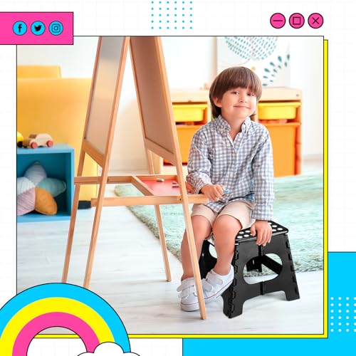 Delxo Folding Step Stool 11 inch 2 Pack,300 Lbs Step Stool for Kids&Adults - color: Black, size: 11 Inch-2 Pack