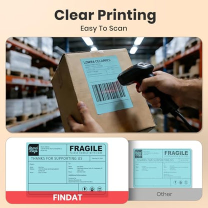 Direct Thermal Label Blue Vinyl 4 x 6 Inch Printer Sticker 250 PCS - color: Blue
