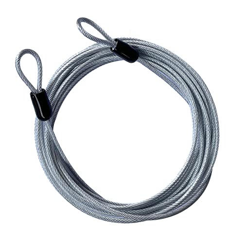 GOMRQING 15FT 3mm Outdoor Travel Long Security Cable Lock,Braided Steel Coated Safety Cable Luggage Lock,Safety Cable Wire Rope Double Loop Lightweight (1 Pack) - size: 15FT-1 Pack