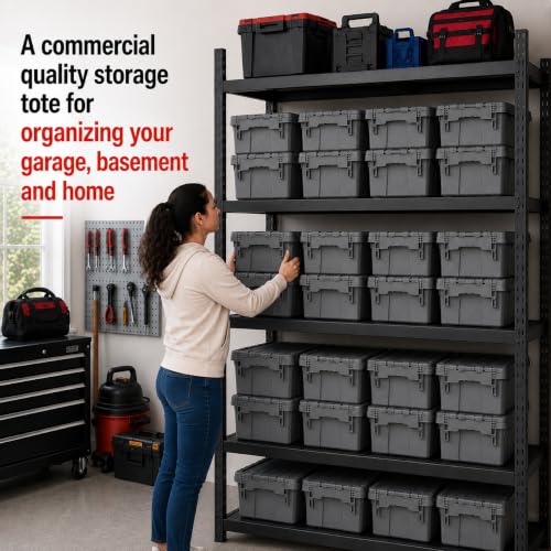 Storage Bins with Lids Heavy Duty Stackable Storage Box - size: 20" x 12" x 7"