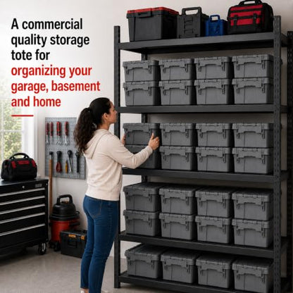 Storage Bins with Lids Heavy Duty Stackable Storage Box - size: 20" x 12" x 7"