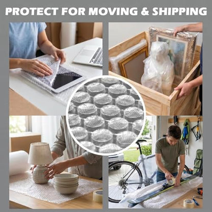 2 Pack Bubble Wrap Rolls For Moving Boxes, 3/16" Air Bubble, 12 Inch x 72 Feet Total, Perforated Every 12", Included 10 Poly Mailers 12" x 16", 20 Fragile Stickers