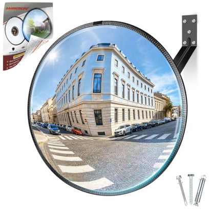 15" HD Acrylic Convex Mirror with Leather Frame - size: 15IN
