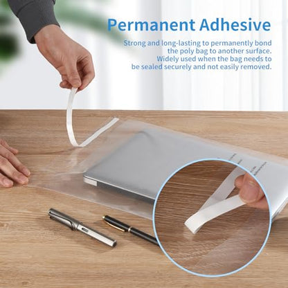 iMailer - 200 Pcs - 9" x 12", Clear Poly Bags with Suffocation Warning Self Seal 1.6 Mil for A4, Letter Sized Documents, Marketing Materials, Clothes-Permanent Glue - size: 9" x 12", style: Permanent Glue