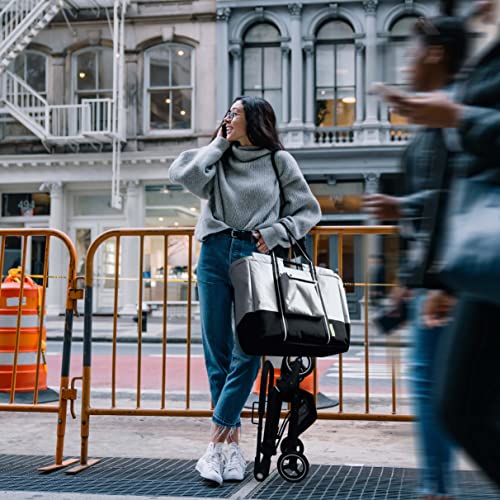 SEEKER Lightweight Foldable Grocery Cart on Wheels with Removable Heavy Duty Shopping Bag | Roll to The Grocery or Laundry, Gray (SKR-1000)