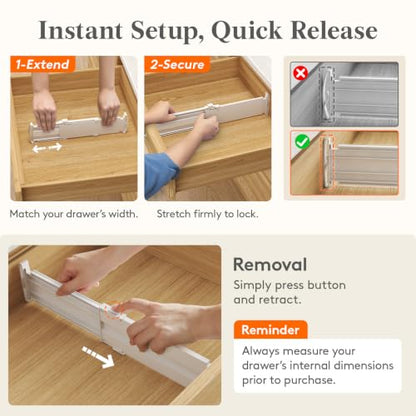 Lifewit 3.2" High Drawer Dividers for Clothes, Adjustable Drawer Organizers - size: 3.2"H, 10.5-16.5"L
