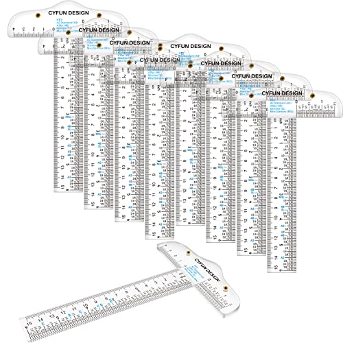 10PCS 6 Inches/15cm Acrylic Clear T-Square Ruler, Inches and Metric, T Square Ruler, Transparent, T Ruler, for Crafting Drafting and General Layout Work Art Framing & Drafting Scrapbooking Crafting - color: 10PCS Clear Acrylic Ruler