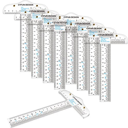 10PCS 6 Inches/15cm Acrylic Clear T-Square Ruler, Inches and Metric, T Square Ruler, Transparent, T Ruler, for Crafting Drafting and General Layout Work Art Framing & Drafting Scrapbooking Crafting - color: 10PCS Clear Acrylic Ruler