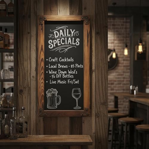MyGift Wall Mounted Large Chalkboard Sign with Burnt Wood Frame - color: Burnt Wood