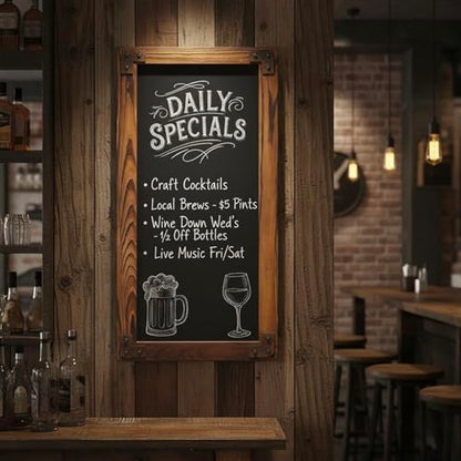 MyGift Wall Mounted Large Chalkboard Sign with Burnt Wood Frame - color: Burnt Wood