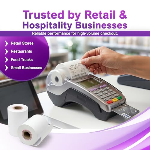 Verifone & Ingenico Thermal Paper Rolls 2 1/4" x 55' (50 Pack) BPA Free Receipt Paper for VX520 VX680 T650 V400m ICT220 ICT250 Desk 3500 Move 5000 Credit Card Machine - size: 50 rolls