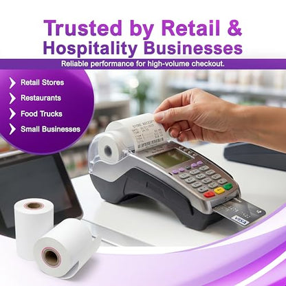 Verifone & Ingenico Thermal Paper Rolls 2 1/4" x 55' (50 Pack) BPA Free Receipt Paper for VX520 VX680 T650 V400m ICT220 ICT250 Desk 3500 Move 5000 Credit Card Machine - size: 50 rolls