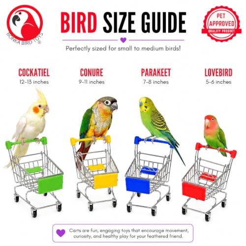 Bonka Bird Toys 2297 Mini Shopping Cart Steel Bird Toy for Small Birds - color: Red