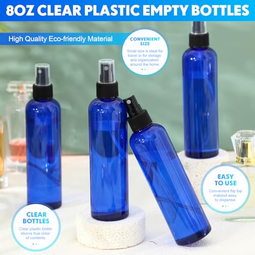 Eccliy 32 Pcs 8 oz Spray Bottles Fine Mist, Blue, Clear - color: Blue, style: Clear