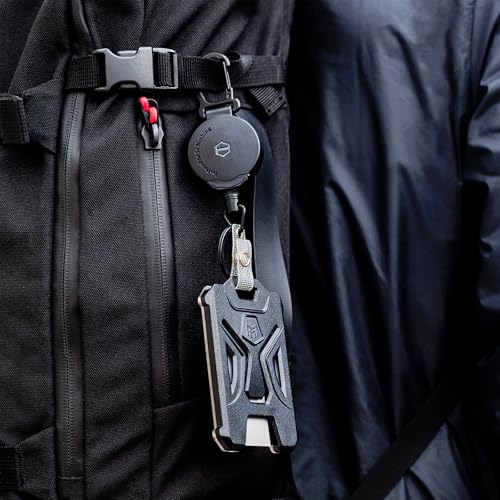 MNGARISTA 4-Pack Retractable Badge Holder, Heavy Duty Carabiner Keychain, Tactical ID Card Holder with 31.5" Retractable Badge Reel, Black - style: PC - 4