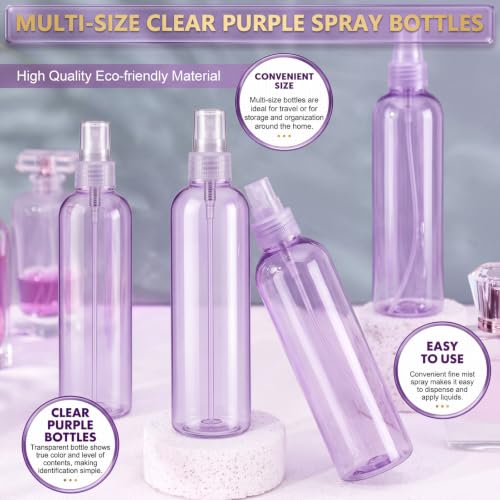 Eccliy 32 Pcs 8 oz Spray Bottles Fine Mist, Purple, Clear - color: Purple, style: Clear