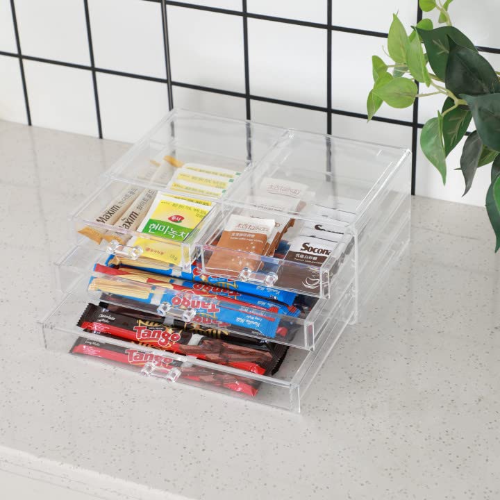 Cq acrylic Bathroom Organizer with 4 Drawers,Stackable Containers for Organizing with Drawers for Vanity Counter and Desk,Plastic Clear Storage Drawers for Cabinet Makeup,Craft,Beauty Supplies,1Pcs - size: 2 Small Drawers, 2 Long Drawers