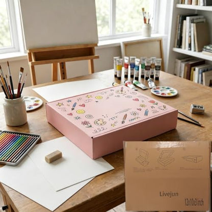 Pink Shipping Boxes 20 Pack 12x10x3 inch, Corrugated Cardboard Gift Box - size: 12x10x3 Inch-20 Pack