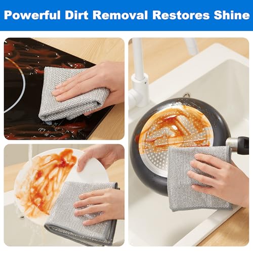 JOYMOOP Non Scratch Wire Dishcloth, 3 Piece Set, Medium, Silver - color: W