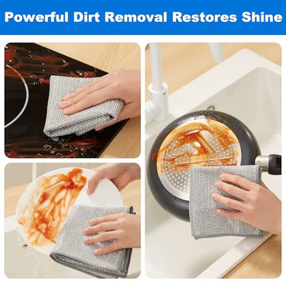 JOYMOOP Non Scratch Wire Dishcloth, 3 Piece Set, Medium, Silver - color: W