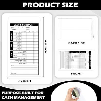 500 Pcs Cashiers Report Envelope 4 x 6.5 Inch Cash Drop Envelopes Money Envelopes Deposit Envelopes for Cash Self Seal for Retail Store Bank Restaurant Cash Handling (500, White)