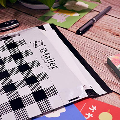 200 Count - 6x9 inch, Poly Mailer Black Gingham Plaid Envelope, Mailing Shipping Bags with Self Seal Strip - color: Black Gingham Plaid, size: 6" x 9"