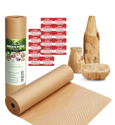 Honeycomb Packing Paper for Moving, Protective Wrapping Paper 12" x 100ft - color: Brown, size: 12 Inch x 100 Feet