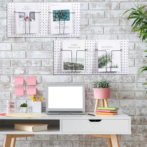 Beeveer 4 Pair Pegboard Display Shelves Expandable Magazine Holder, Black - color: Black