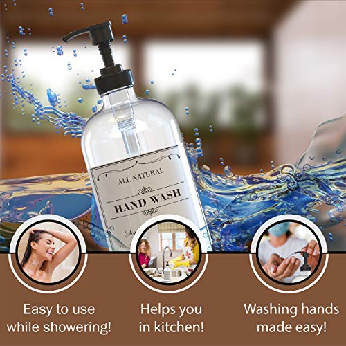 Sunrise Premium Clear Glass Soap Dispenser with Pump, 2 Pack - color: Black Plastic Pump - Clear Glass