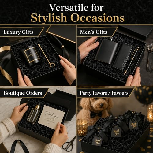 STRBOXONG Black Crinkle Paper Filler 1 LB, Dust-Free Crinkle Cut Paper Shred for Luxury Gift Boxes, Men's Gifts, Halloween Baskets, Party Favors, Retail Displays and Event Packaging - color: Black