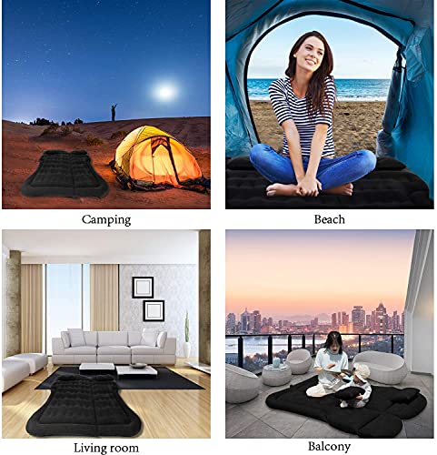 SAYGOGO SUV Air Mattress Camping Bed Cushion Pillow Inflatable Thickened Car Air Bed Mattress with Electric Air Pump Portable Sleeping Pad for Travel Camping Upgraded Version Black - color: Black