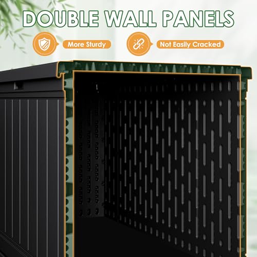 Devoko HDPE 260 Gallon Deck Box Double-Wall with Divider - color: Black, size: 260 Gallon 1 Pack