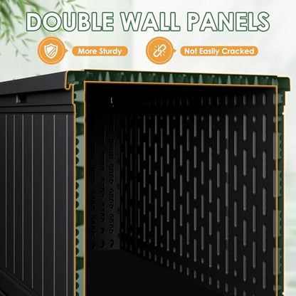 Devoko HDPE 260 Gallon Deck Box Double-Wall with Divider - color: Black, size: 260 Gallon 1 Pack