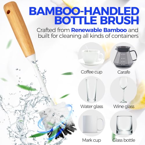 Holikme 6 Pack Dish Brush with Bottle Brush Scrub Brush Straw,Gray