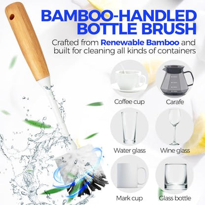 Holikme 6 Pack Dish Brush with Bottle Brush Scrub Brush Straw,Gray